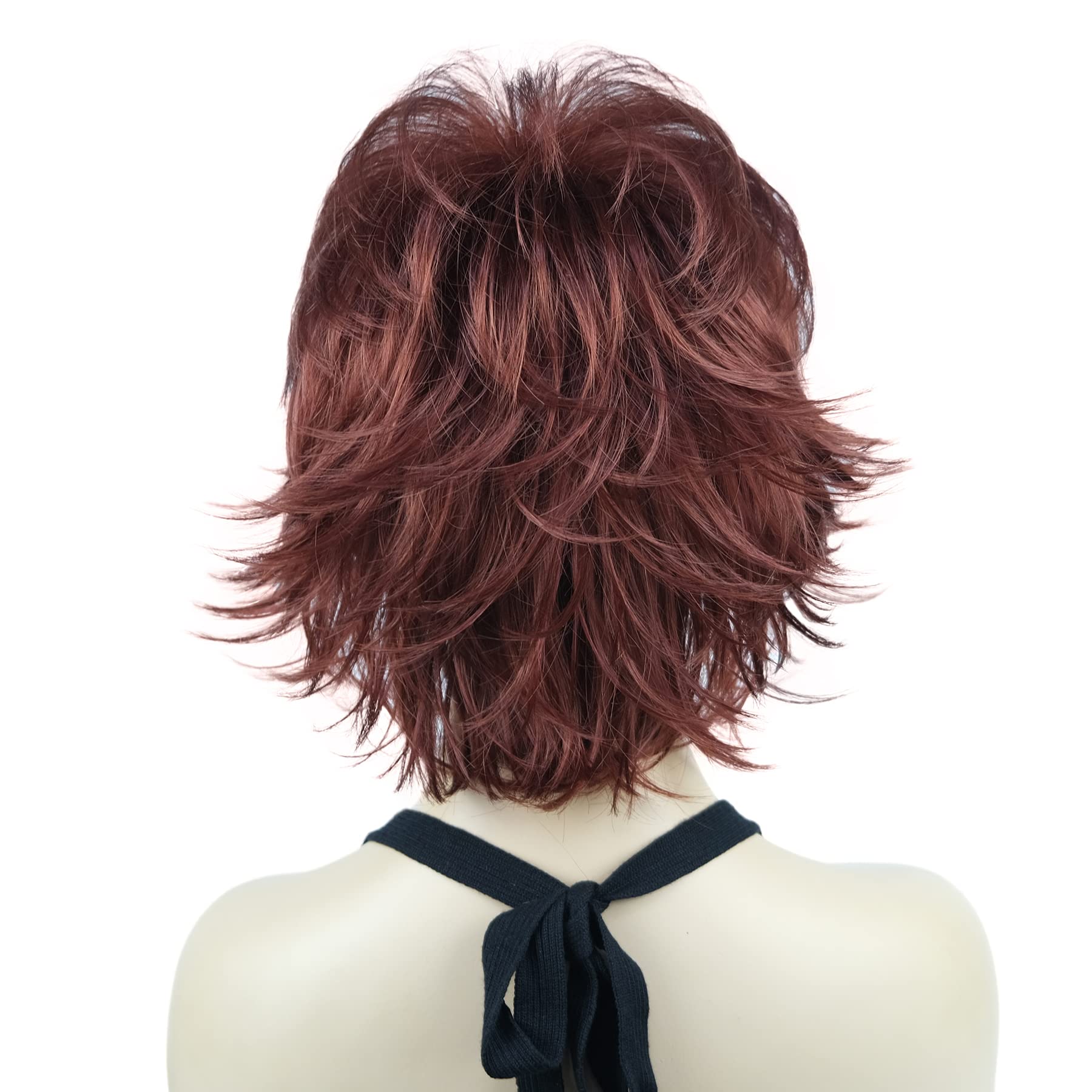 Lydell Short Layered Shaggy Wavy Full Synthetic Wigs 130 Copper Red