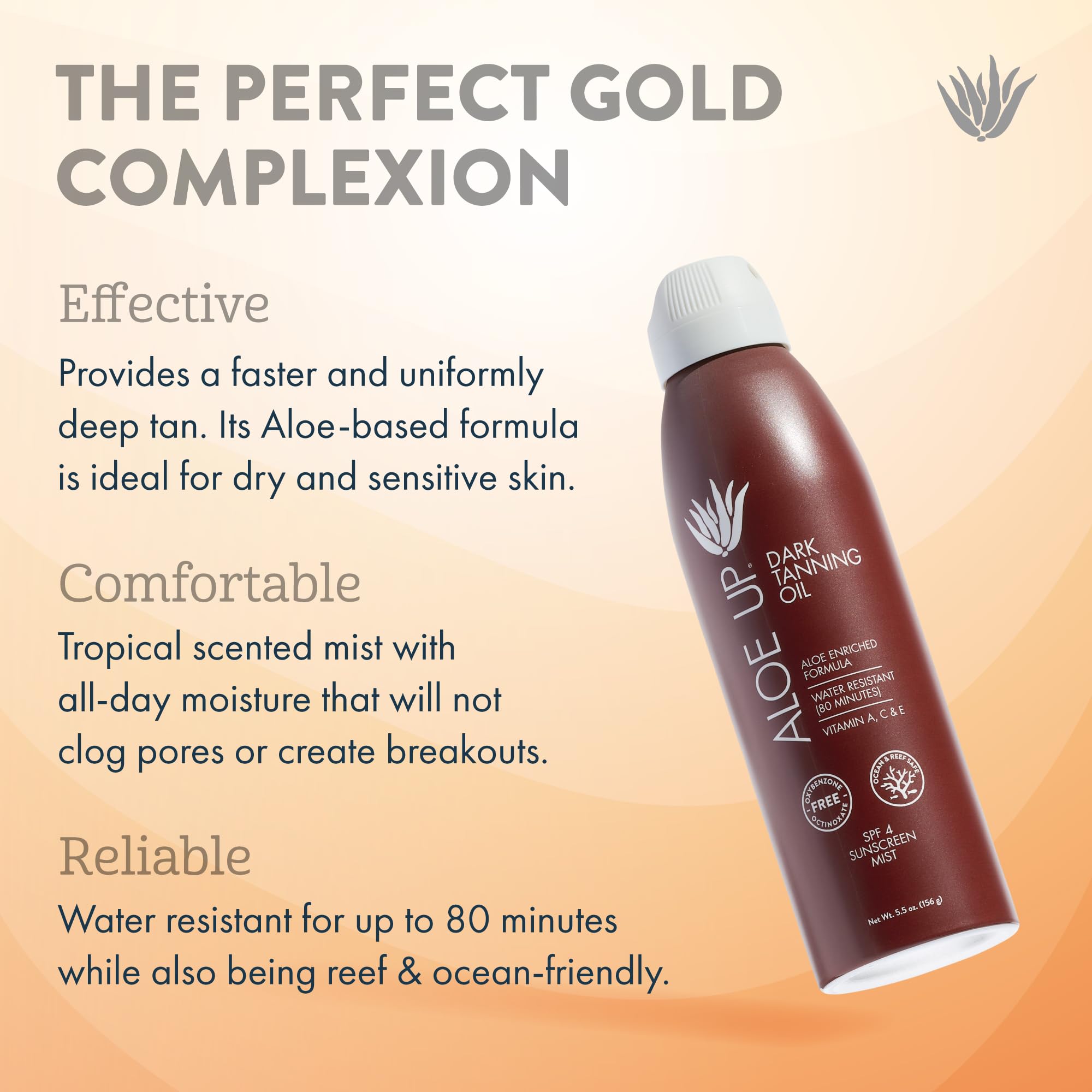 Aloe Up Spf 4 Dark Tanning Oil - Body And Face Tanning Continuous Spray For Outdoor Sun - With Sunscreen, Pure Aloe Vera, And Na