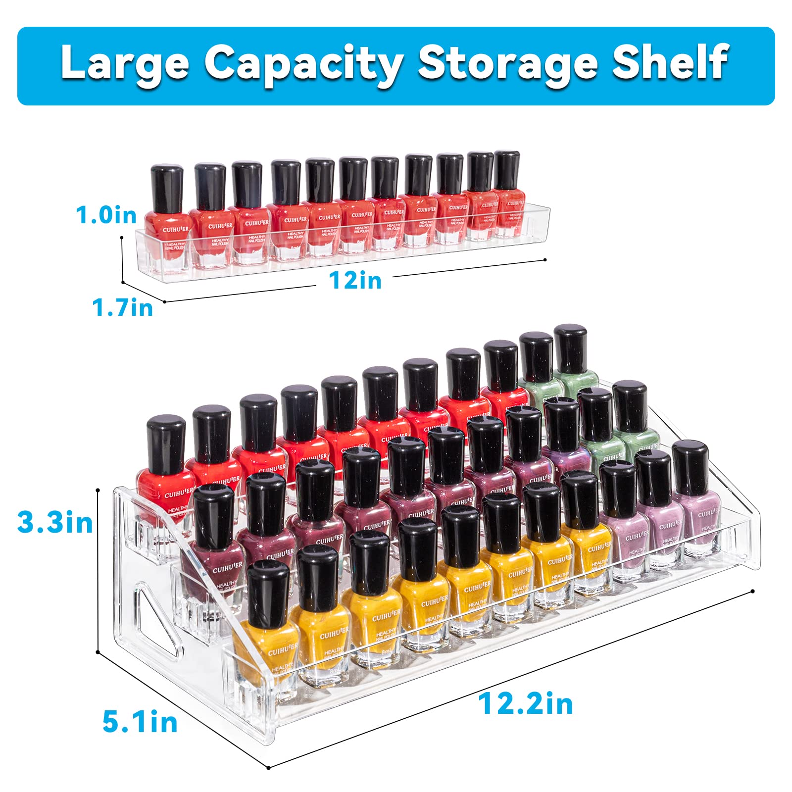 Pero Pero Sunglass Organizer 5 Layers Acrylic Nail Polish Organizer 60 Bottles - Clear Makeup Organizer For Makeup Palette Essen