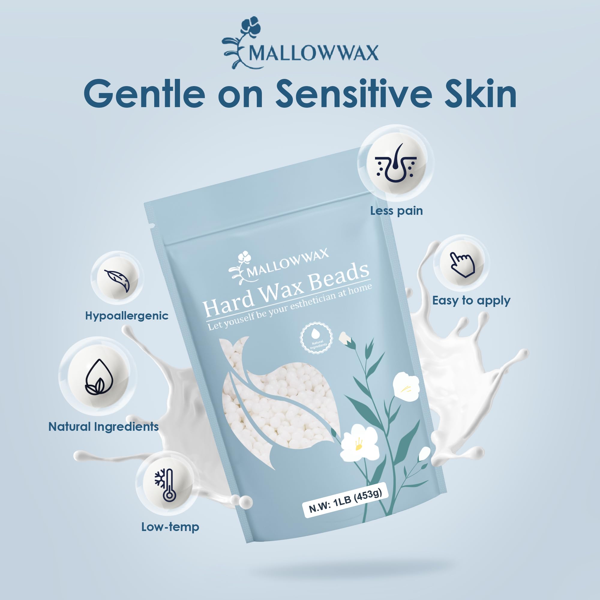 Mallowwax Hard Wax Beads - Wax For All-Purpose Hair Removal - Full Body Waxing Solution - Ideal For Sensitive Skin, All Hair Typ