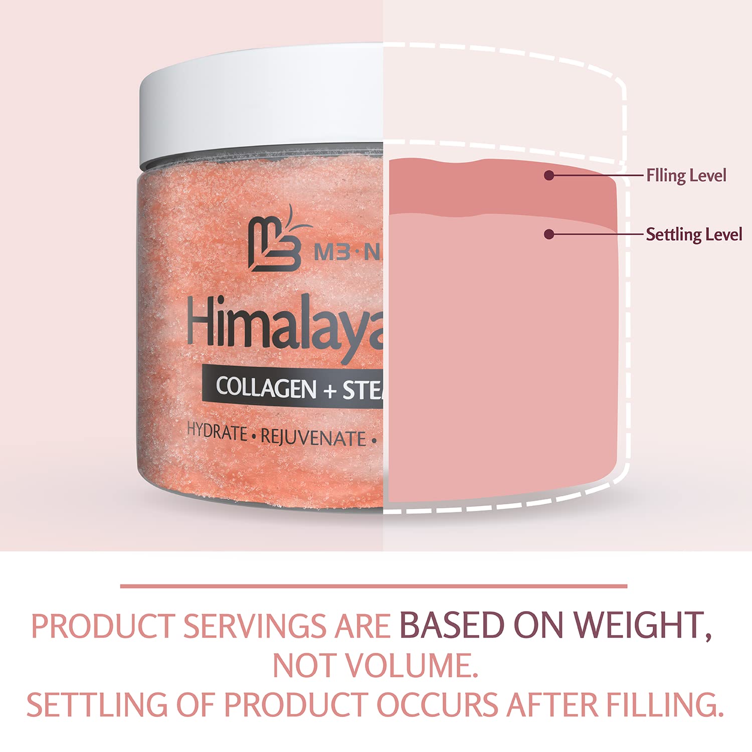 Himalayan Salt Scrub Face Foot & Body Exfoliator Infused with Collagen and Stem Cell Natural Exfoliating Salt Body Scrub for Ton