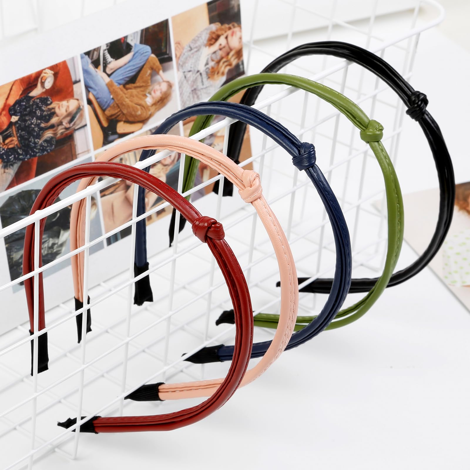 Wovowovo 5Pcs Leather Headbands For Women Cute Hair Bands For Women'S Hair Headbands For Women Trendy Comfortable Thin Headband