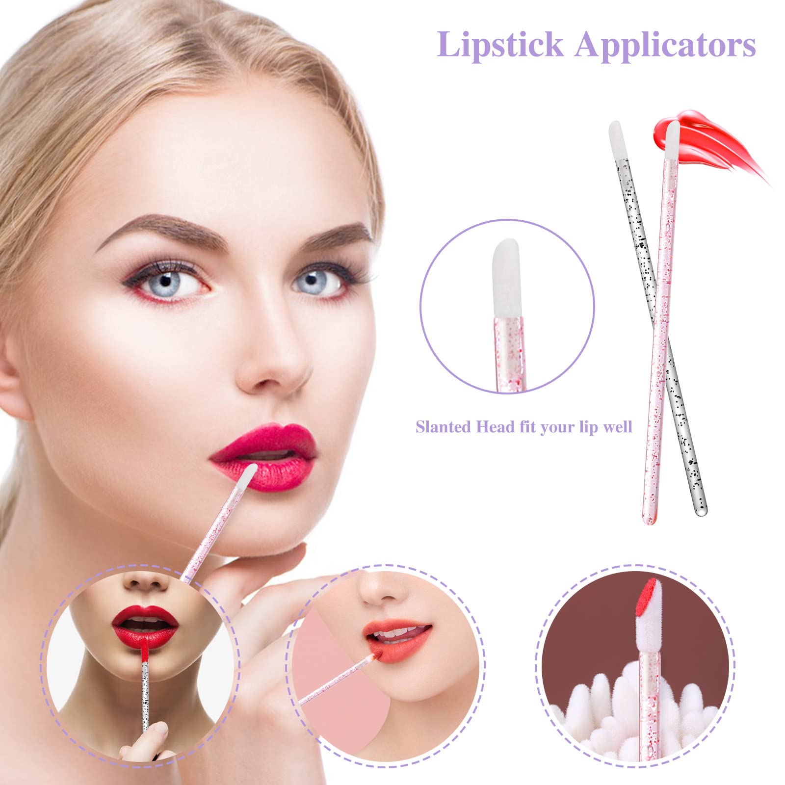 270 Pcs Crystal Disposable Makeup Applicators Kit, Makeup Artist Must Haves Tools 100 Mascara Wands 100 Lipstick Applicators 70