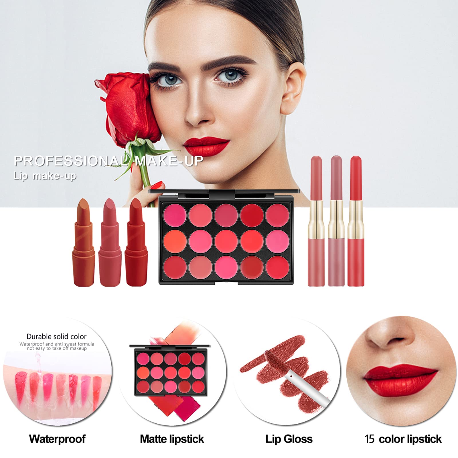 Miss Rose M All In One Makeup Kit, Makeup Kit For Women Full Kit,Multipurpose Women'S Cosmetics Set,Beginners And Professionals