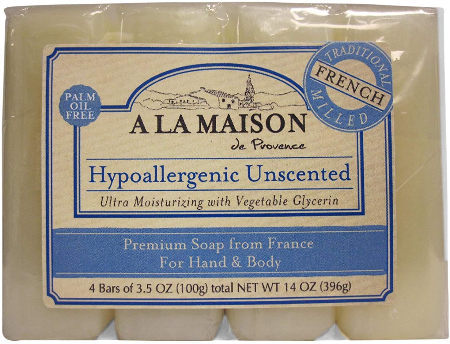 A La Maison Bar Soap Valu Pak Unscntd, 4 Count (Pack Of 2)