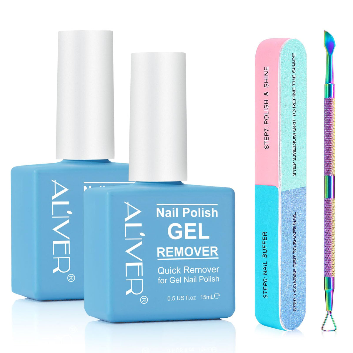 ATOANY Gel Nail Polish Remover 2 pack with Nail File & Nail Polish Scraper, Professional Gel Polish Remover for Nails, Easily & 