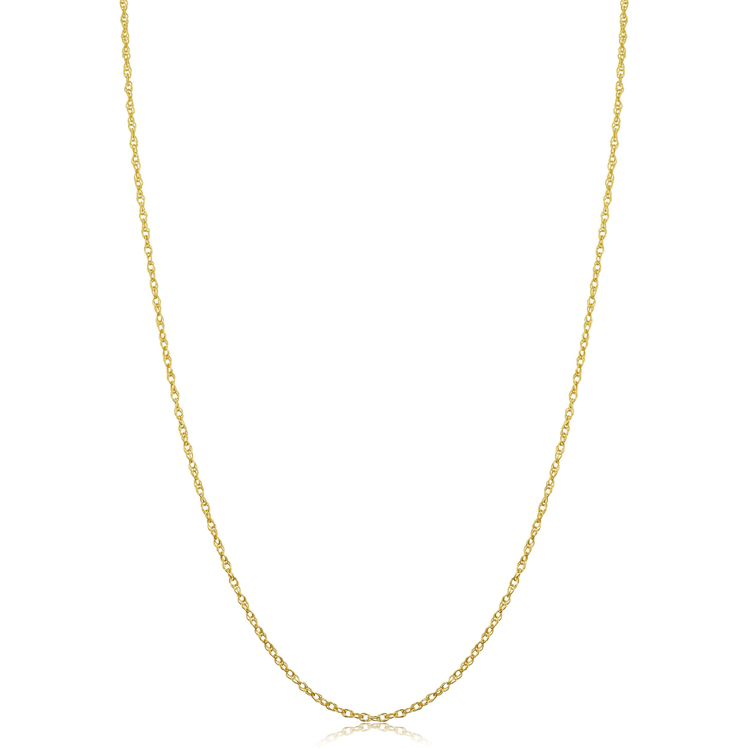Kooljewelry Solid 10k Yellow Gold Rope Chain Necklace (1 mm, 24 inch) - VERY THIN AND LIGHTWEIGHT