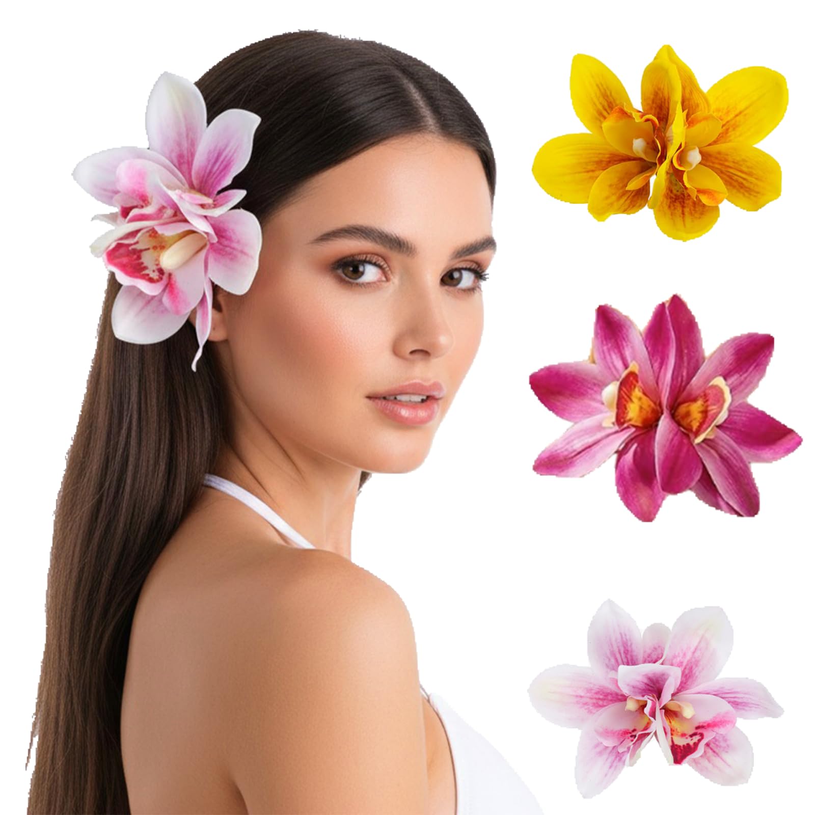 3Pcs Flower Clips For Women Hair, Beach Accessories For Women, Flower Hair Clip For Wedding And Theme Party Styling, Photography