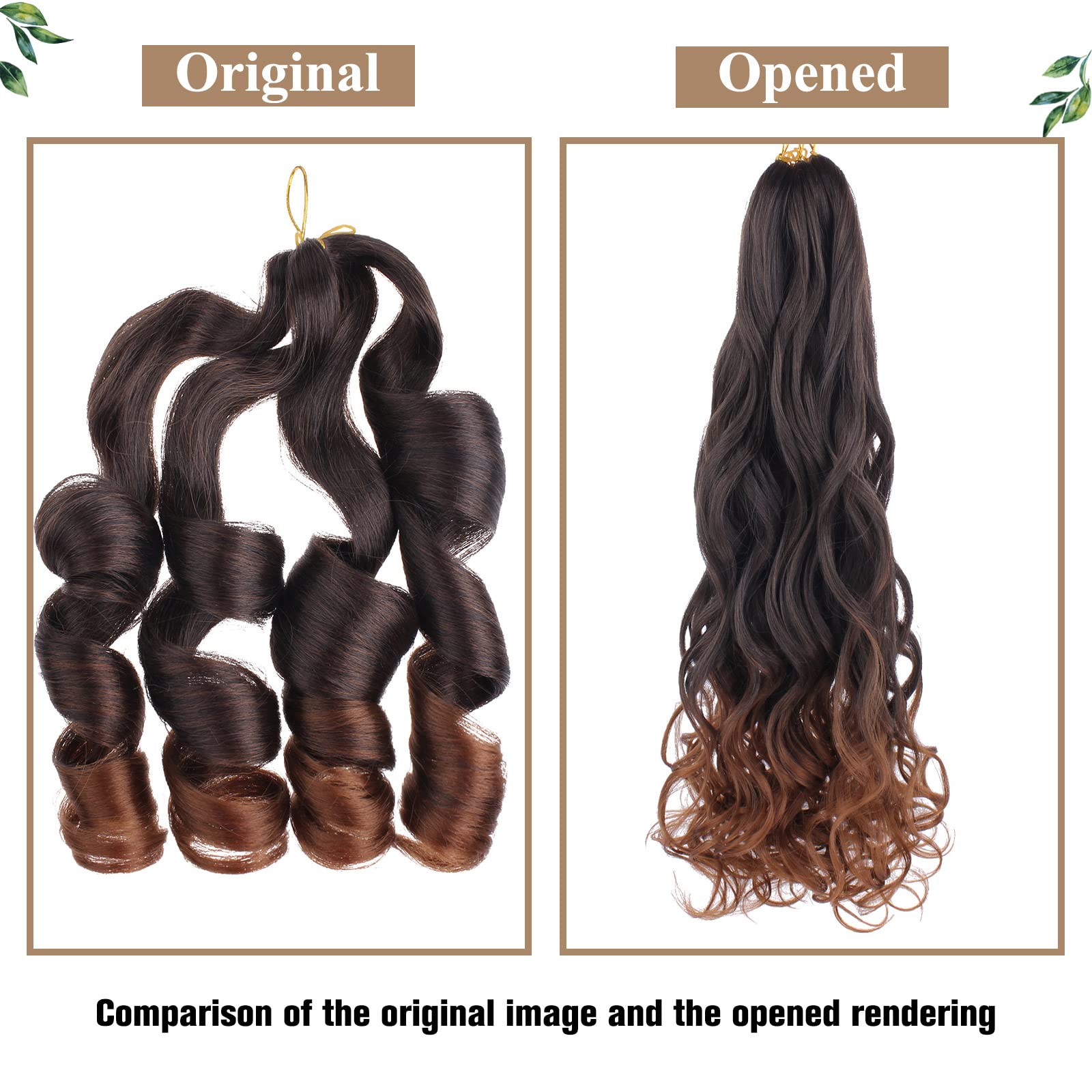 Cookoo 9 Pack Pre Stretched French Curls Braiding Hair 22 Inch 75G/Pack Ombre Brown Goddess Crochet Hair Loose Wavy Crochet Brai