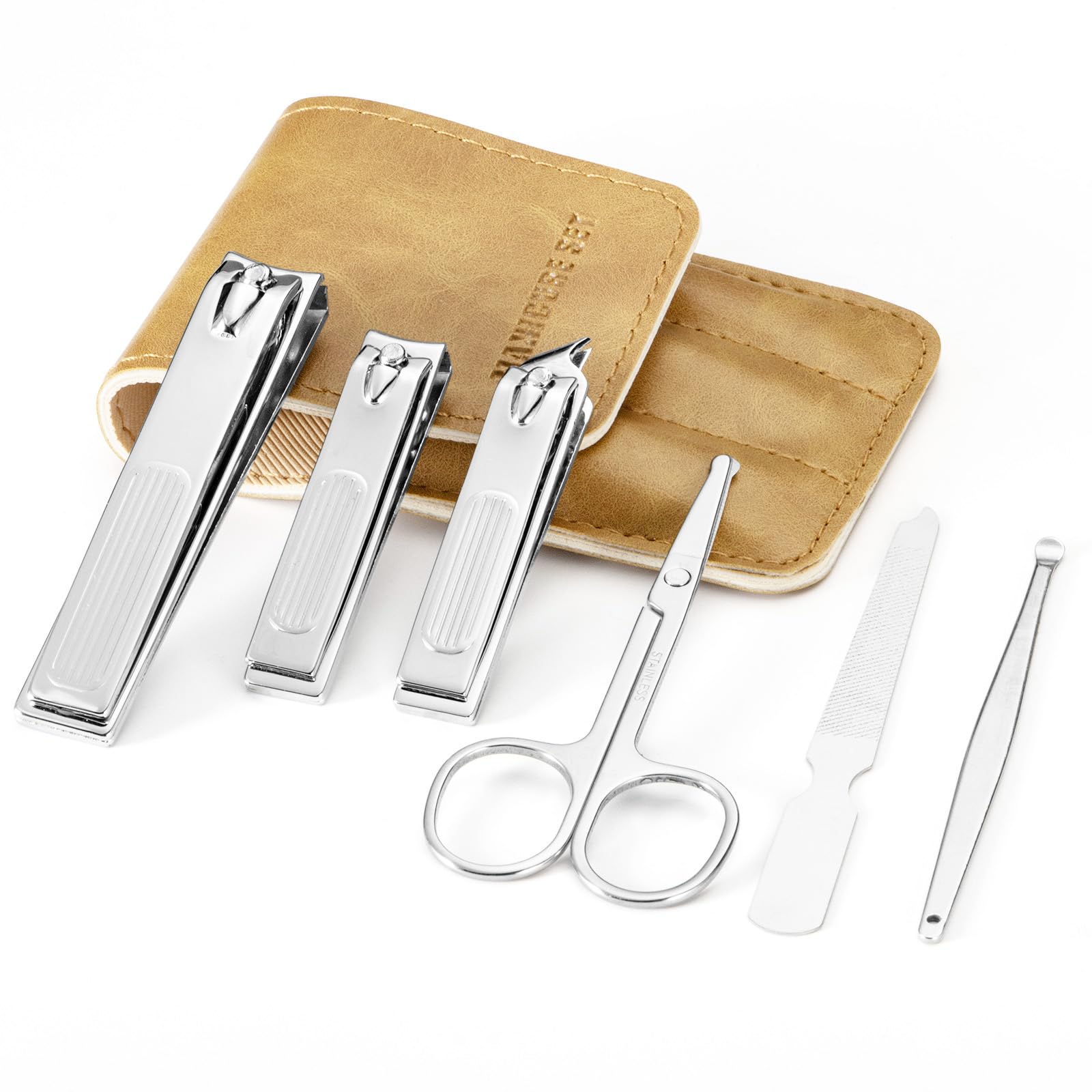 6-Piece Nail Clippers Set for Men Toe and Fingernail Clippers Kit with Travel Case Mens Manicure Nail Grooming Kits Gift for Dad