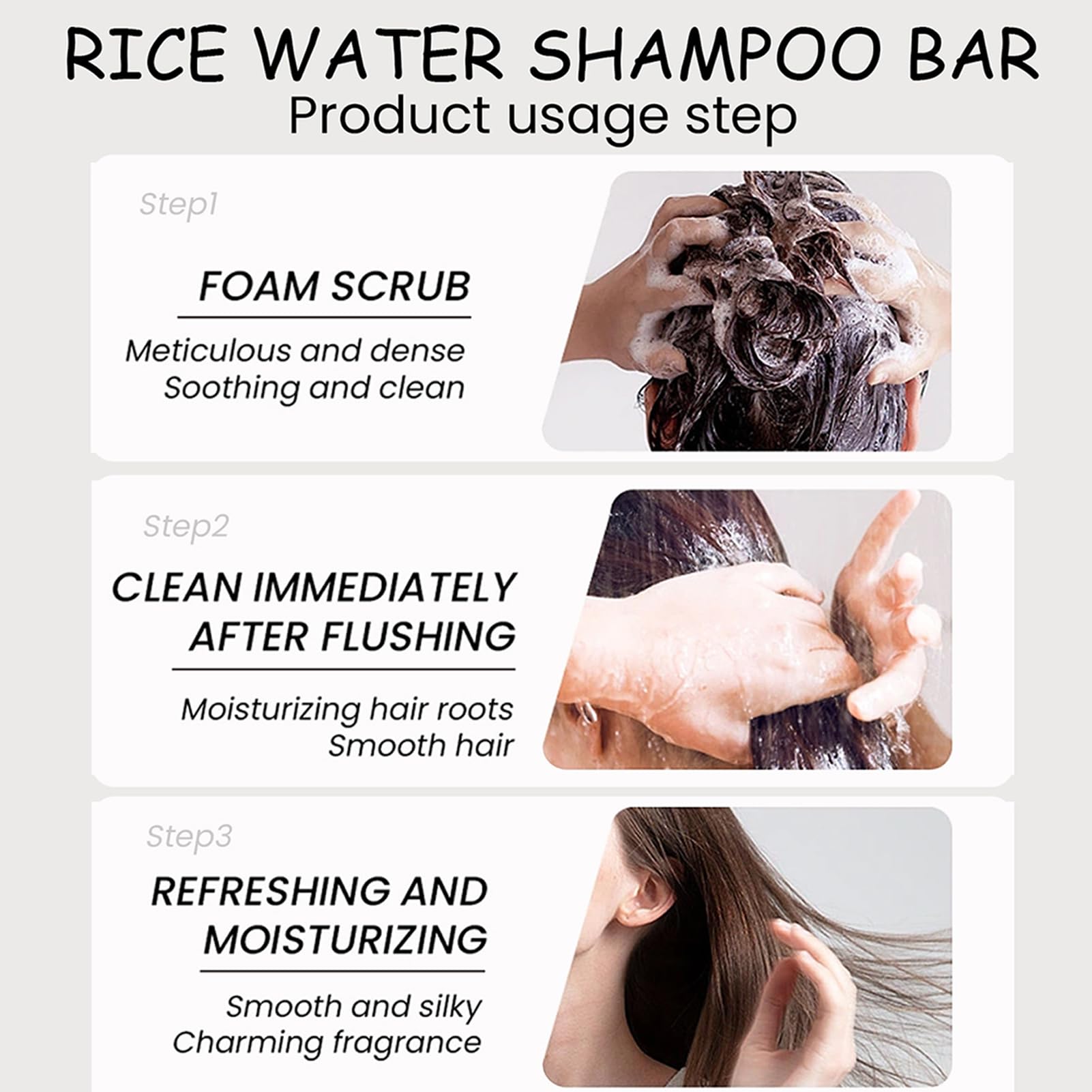 2Pcs Rice Water Shampoo Bar For Hair Growth, Protein Shampoo Bar Bulk, Root White Coverage Hair Darkening Shampoo, Volumizing An