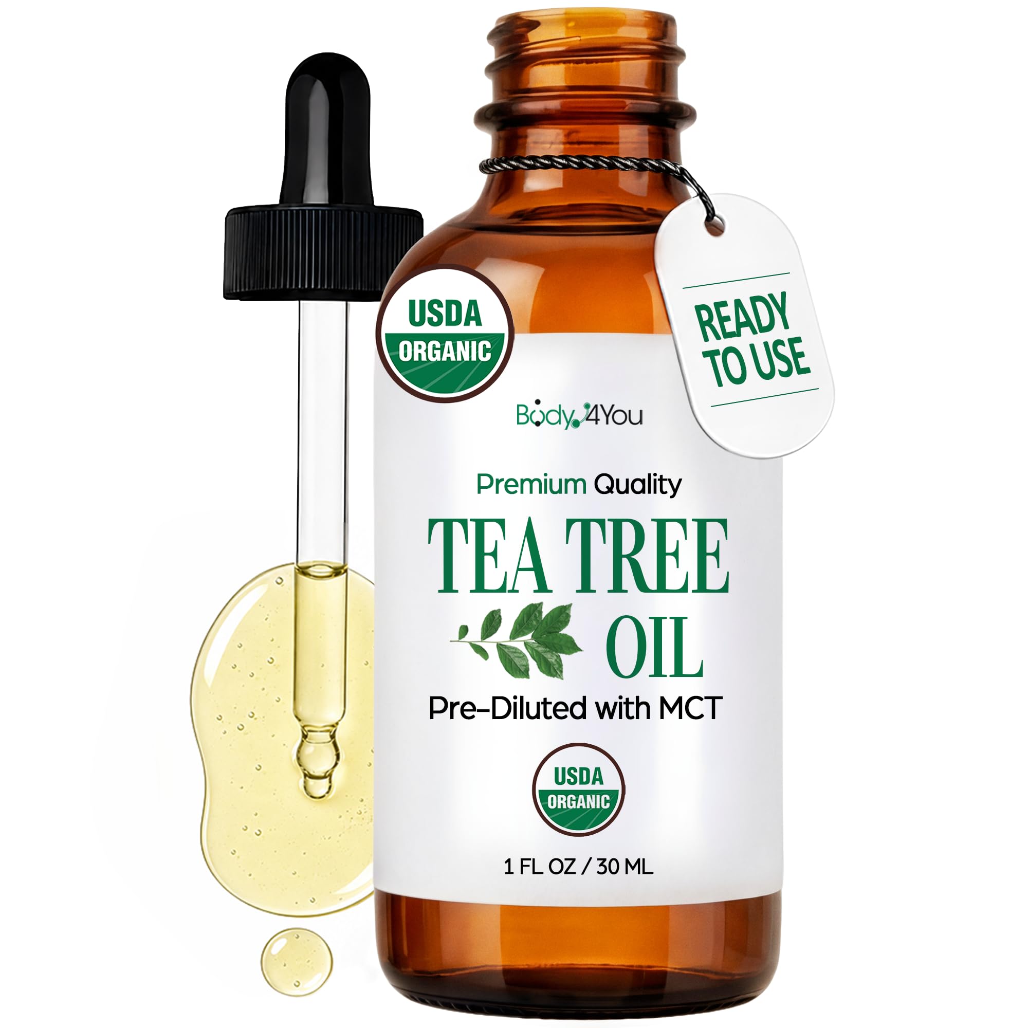 BodyJ4You Tea Tree Oil Skin Hair Scalp Feet  USDA Organic PreDiluted MCT