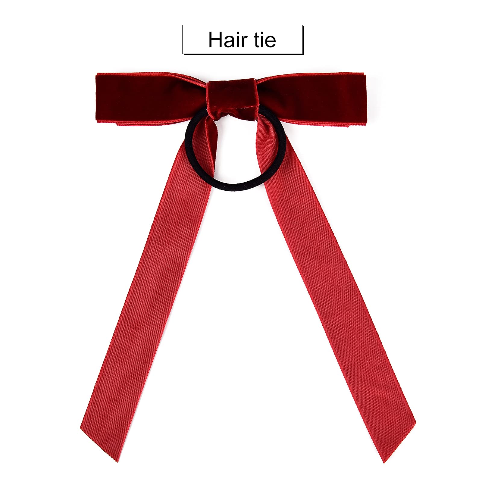 10Pcs Bow Hair Tie Velvet Hair Ribbon Elastics Hair Scrunchies Long Ponytail Holder Hair Bow Bands Rope Accessories For Women Gi