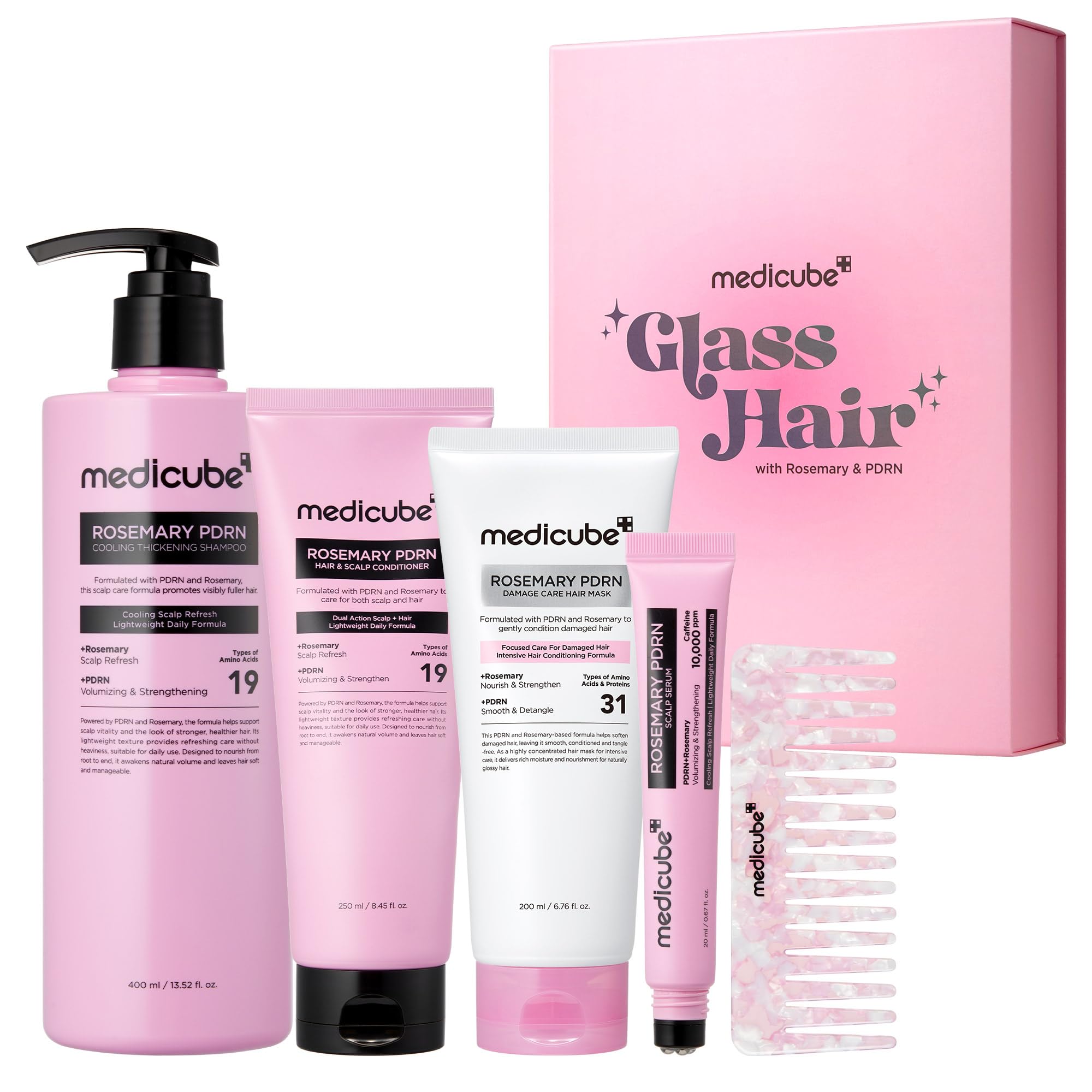 medicube Rosemary PDRN Glass Hair Set, FullSize Gift Kit for a Fuller Look