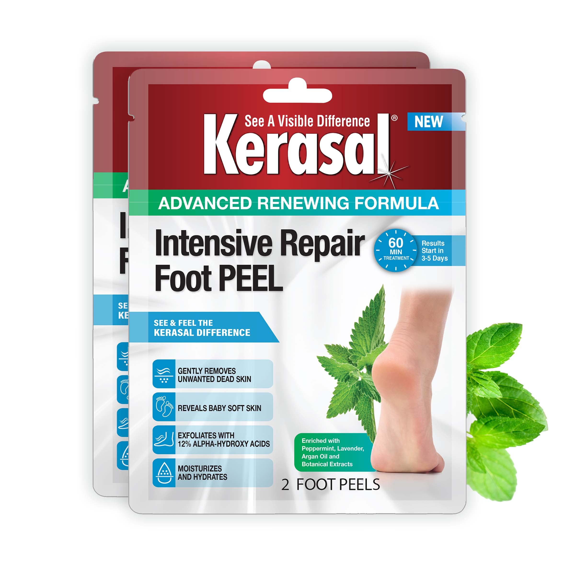 Kerasal Intensive Foot Repair, Skin Healing Ointment for Cracked Heels and Dry Feet, 1 Oz and Kerasal Intensive Repair Foot Peel