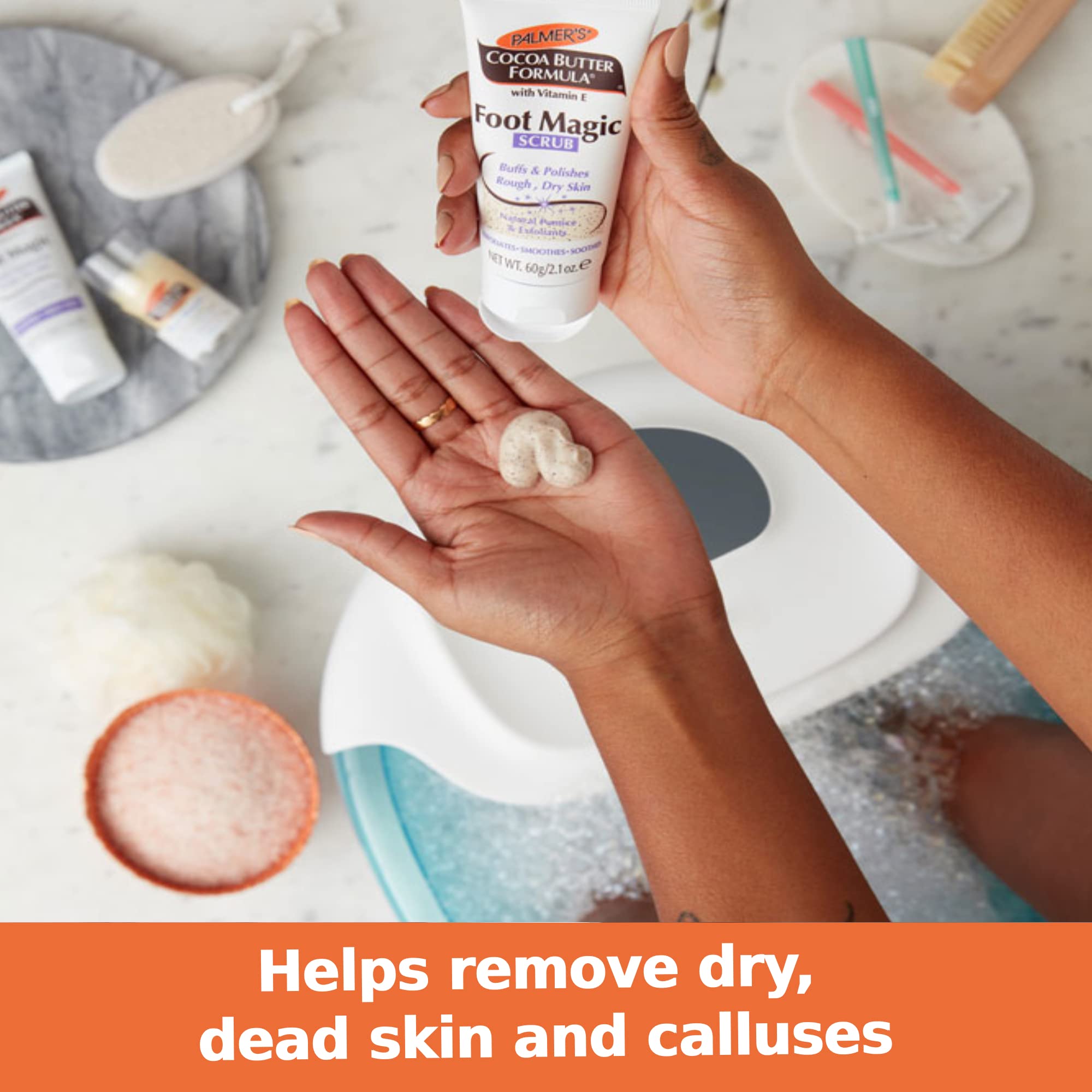 Palmer's Cocoa Butter Formula Foot Magic Exfoliating Foot Scrub with Vitamin E, Use With Foot Scrubber for Pedicure, For Dry, Cr