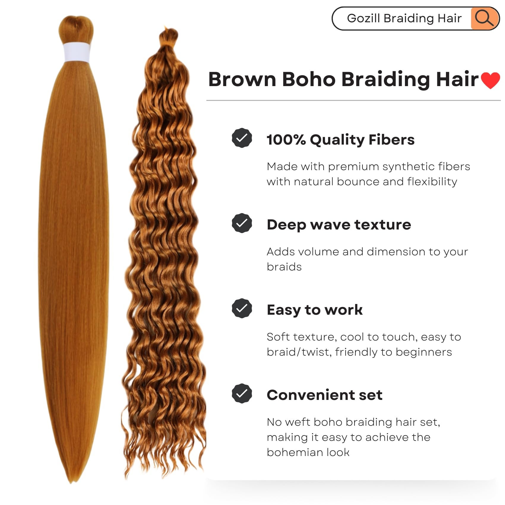 Honey Blonde Braiding Hair Pre Stretched 30Inch for Boho Braids Long Synthetic Knotless 27# Boho Braids Hair for Braiding