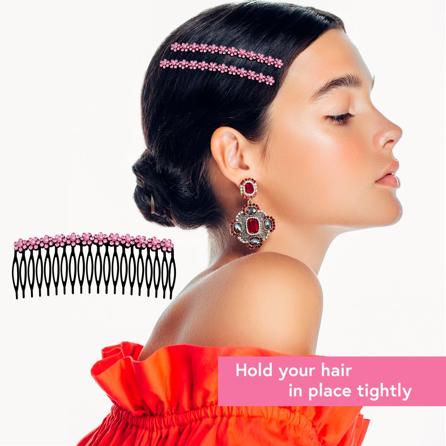 Mary Lavender Metal Side Hair Comb With Rhinestone And Pearls For French Twist Bangs Hair Pin Clips Hair Accessories Decorative