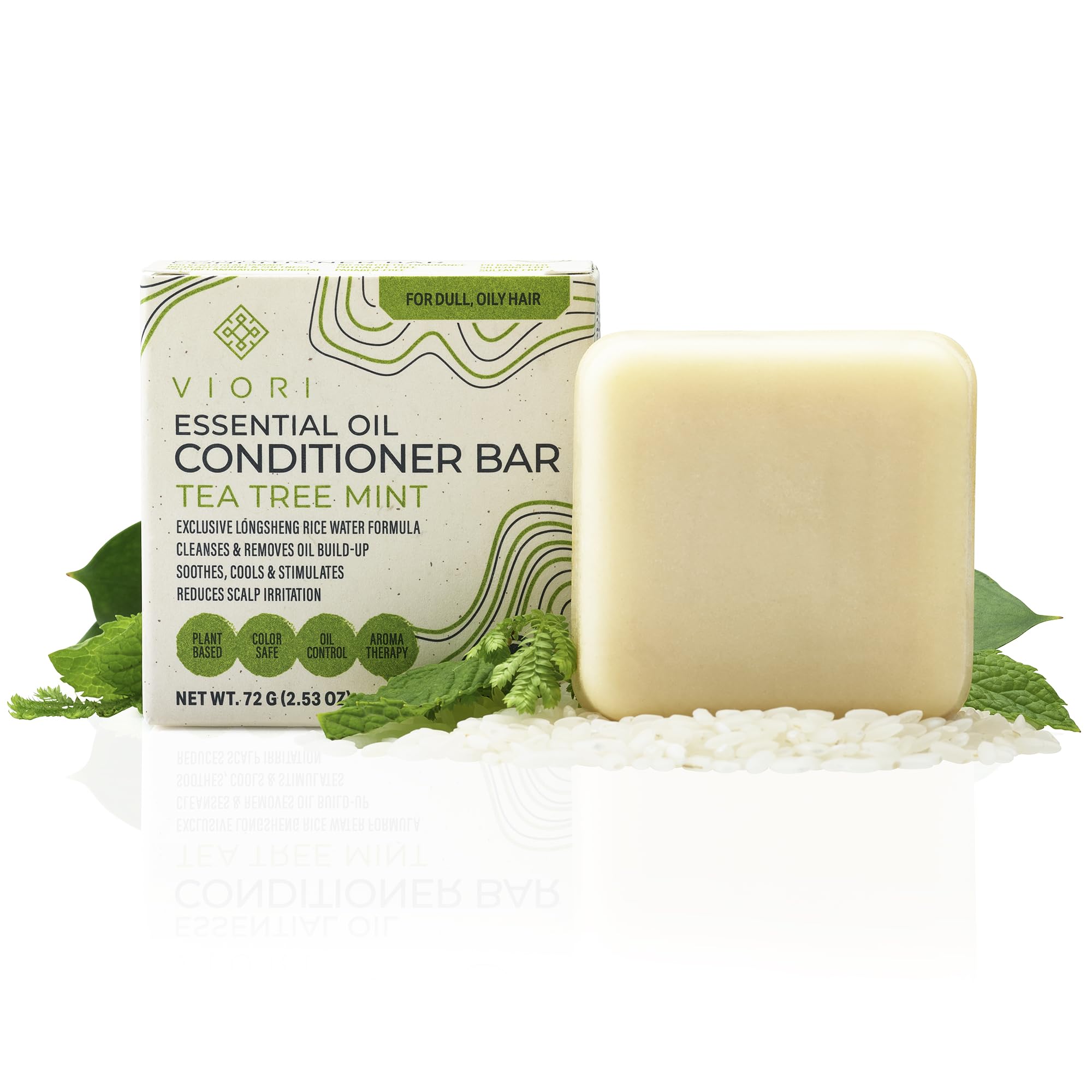 Viori Tea Tree Mint Essential Oil Conditioner Bar Made with Rice Water  Handcrafted All Natural Organic Conditioner