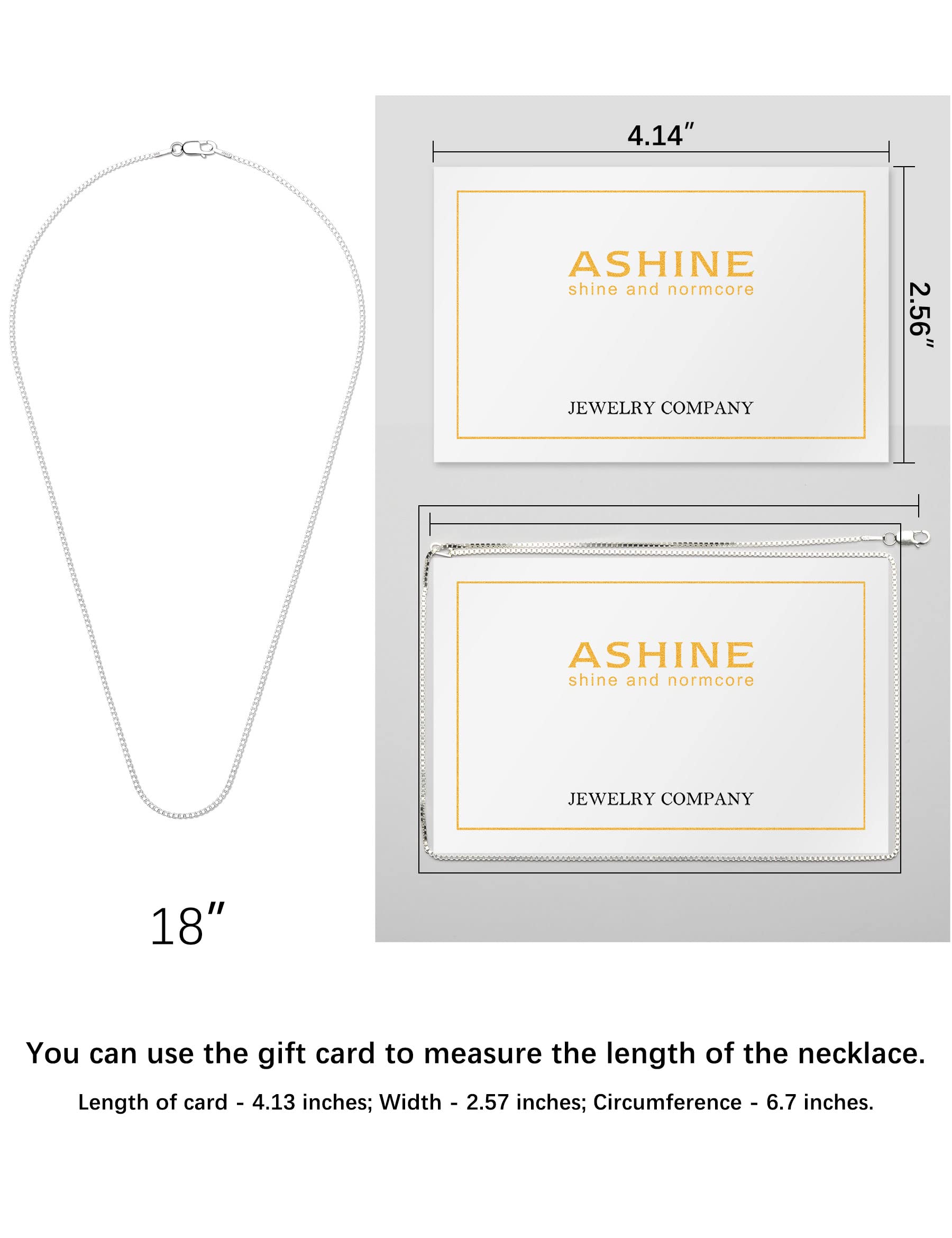 ASHINE Sterling Silver Chain Silver Chain for Men Chain Necklace Silver Chain Necklace for Women (0.8mm Box Chain Lobster Clasp
