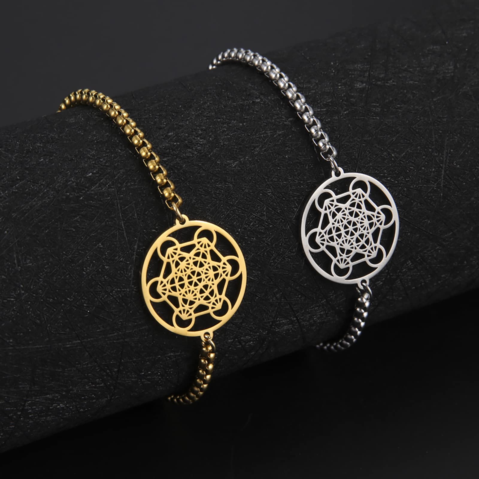 UNIFT Metatrons Cube Bracelet for Women Men Stainless Steel Archangel Metatron Cube Bracelet Sacred Geometry Talisman Jewelry (s