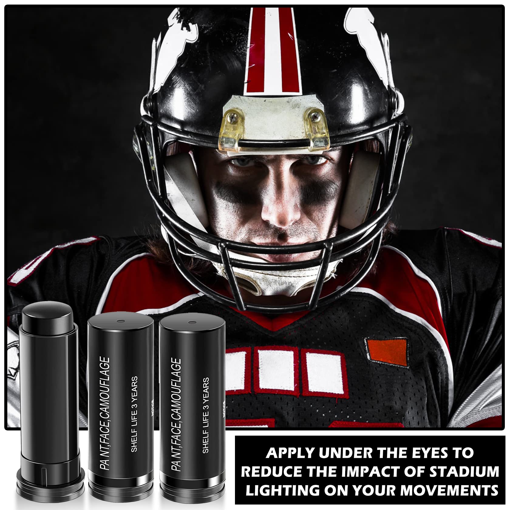 3Pcs Eye Black Baseball Stick Eyeblack Softball Stick Football Face Paint Sporting Body Paint Kit For Athletes Costume Accessori