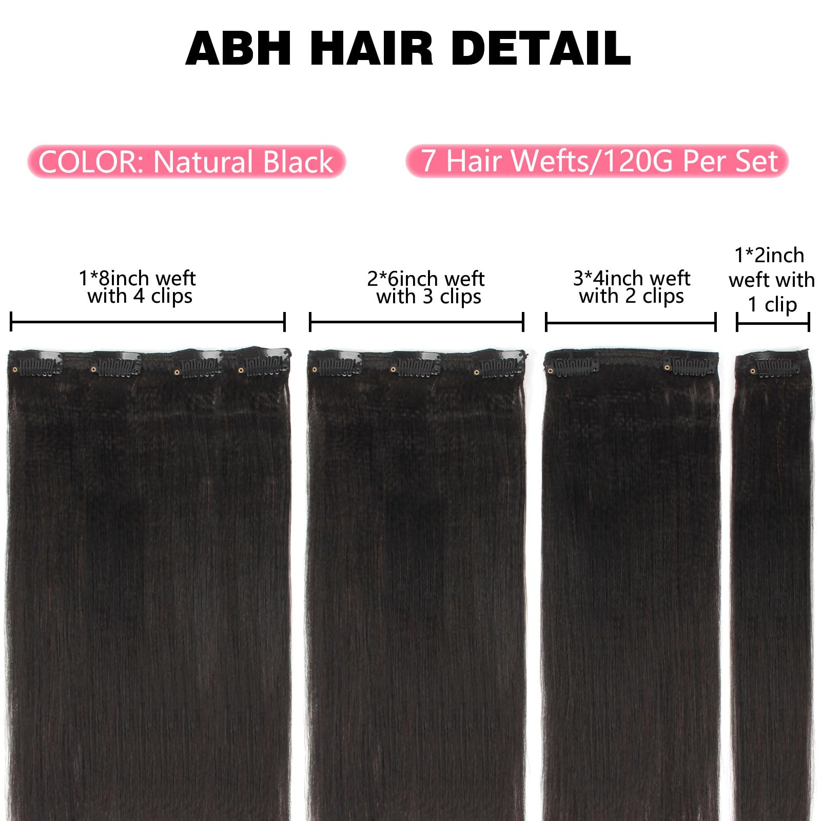 Abh Amazingbeauty Hair Yaki Straight Human Hair Extension Clip In Remy Hair Extensions Yaki Clip Ins For Black Women Brazilian C