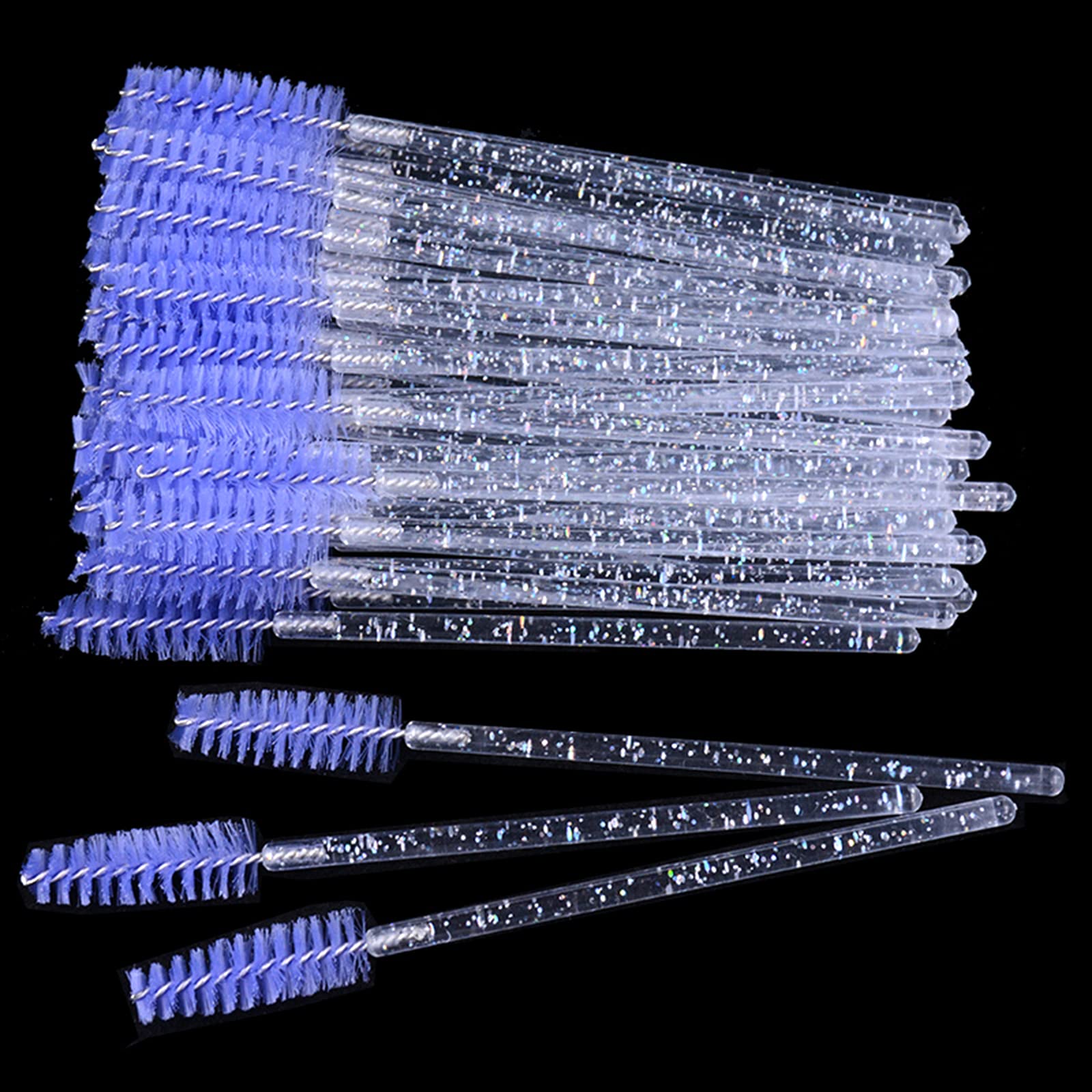 300PCS Disposable Mascara Wands Spoolie Brush Crystal Eyebrow Brushes Eyelash Extension Applicator Makeup Kits.myaokue-up (White