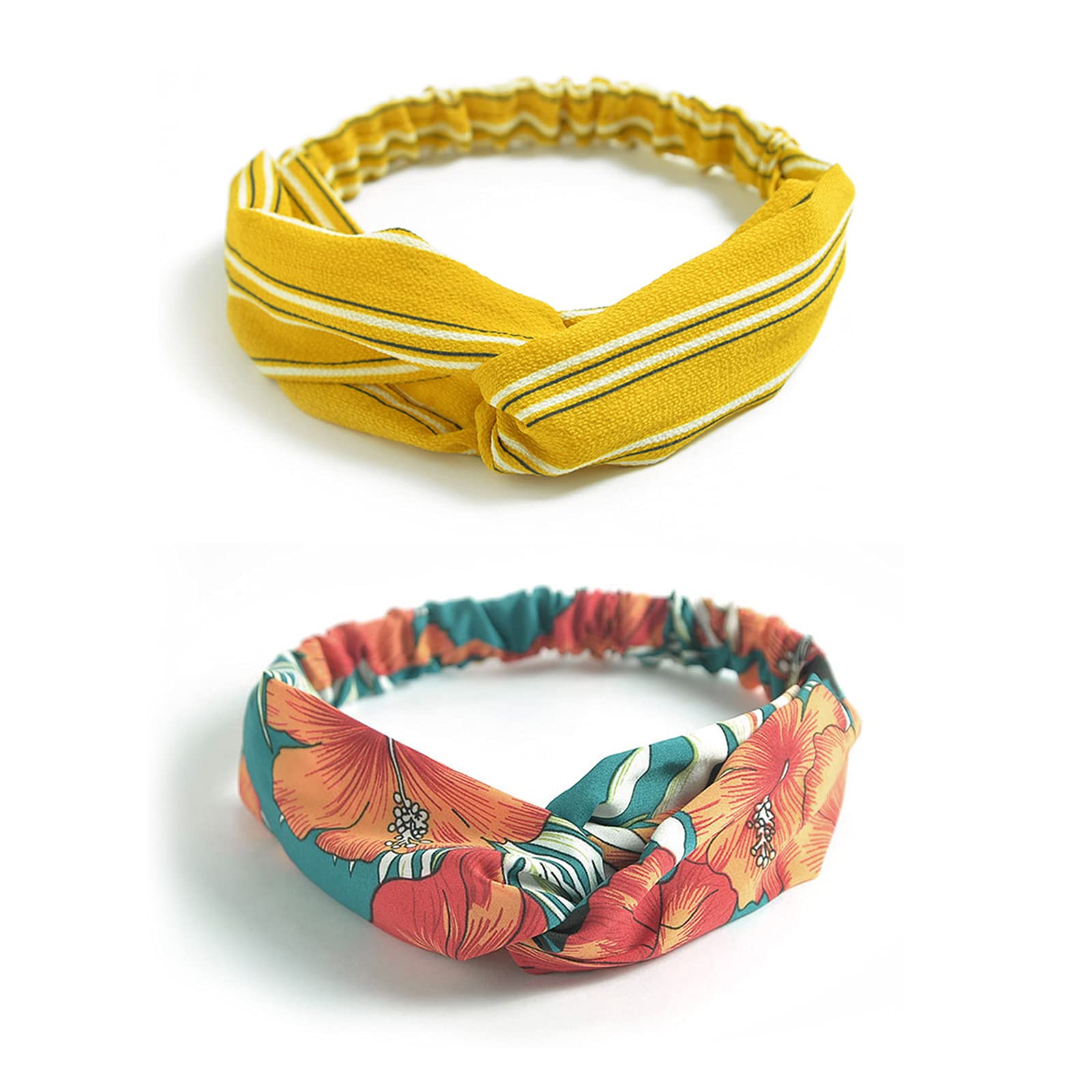 Dreshow 10 Pack Boho Headbands For Women Girls Criss Cross Elastic Hair Band Twisted Head Wrap Floral Hair Accessories