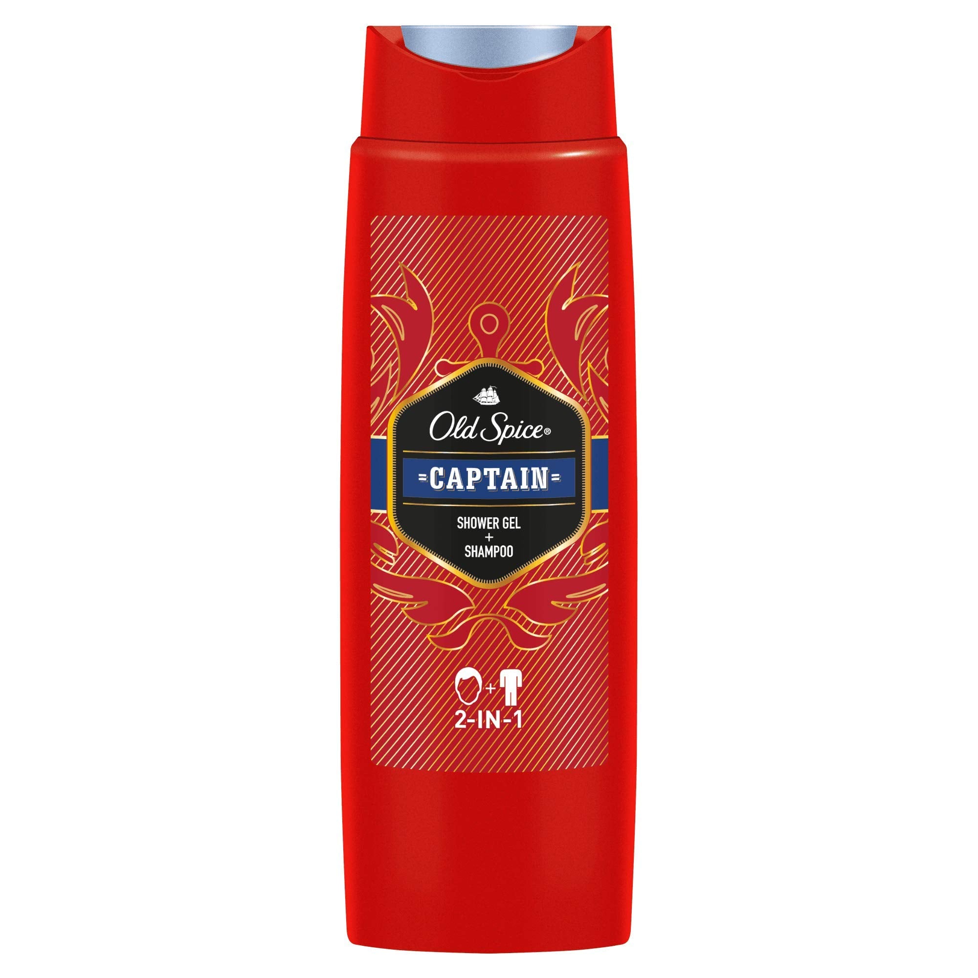 Old Spice Captain Shower Gel and Shampoo for Men (6 x 250 ml), 2-in-1 Shower Gel + Shampoo, with Male Long-Lasting Fragrance, Pa