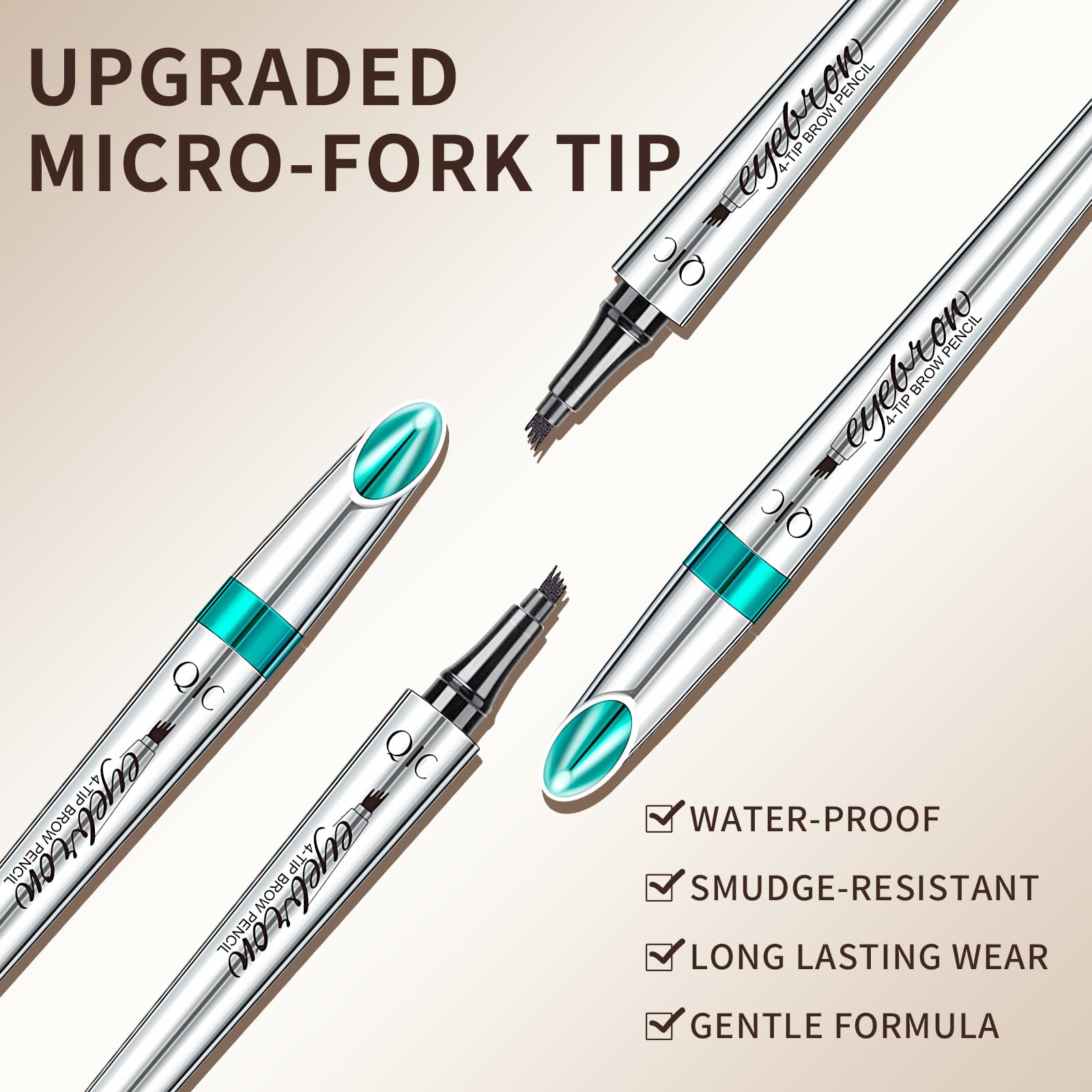 Eyebrow Pencil With 4 Tip Microblade For Natural Eyebrow Makeup Eyebrow Microblading Pen Waterproof &Smudge-Proof (2# Dark Brown