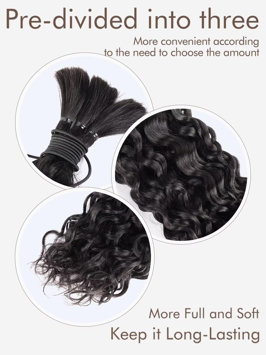 Human Braiding Hair 1 Bundle 50G 24 Inch Water Wave Bulk Human Hair For Braiding Deep No Weft 12A Brazilian Virgin Curly Human H