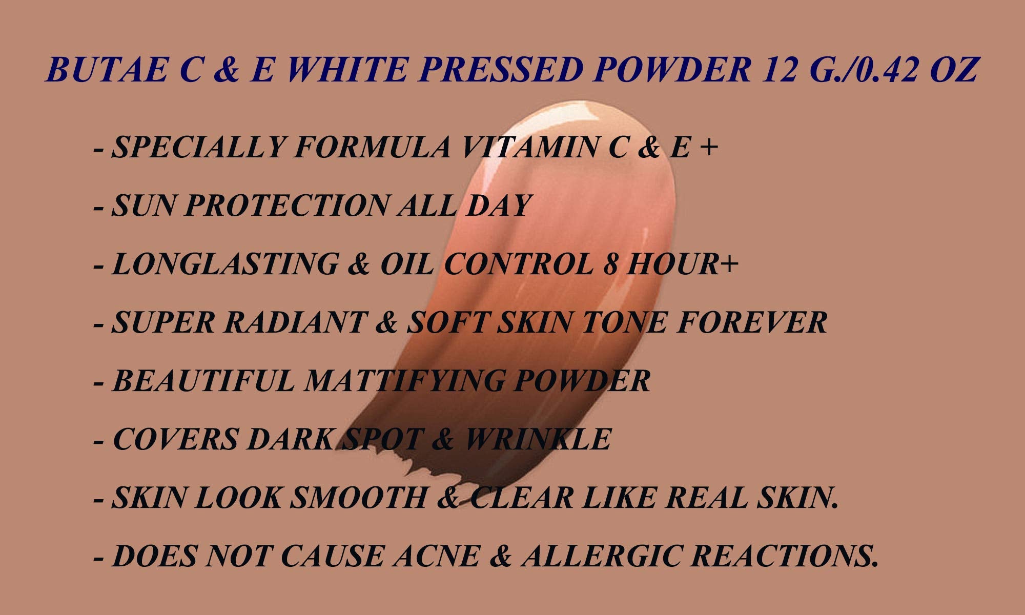 C & E White Oil Control Face Pressed Powder Foundation Compact, Covers Dark Spot & Wrinkle, Long Lasting, Natural Radiant Glowin