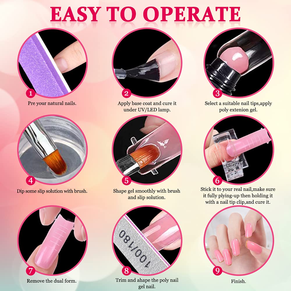 Dual Nail Forms Set,Tsmaddts Clear Acrylic Coffin Nail Forms Set With 120Pcs Gel Nail Molds 10Pcs Clear Nail Tips Clips,Nail Gel