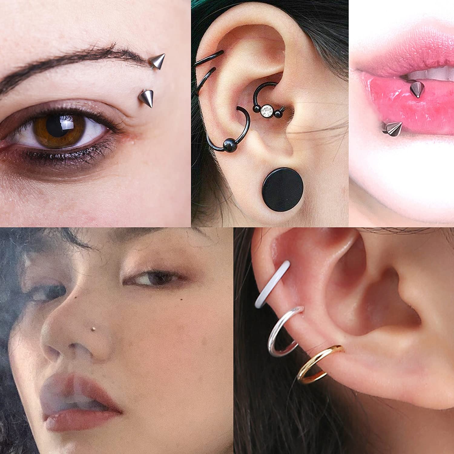 Vsnnsns Piercing Kit 316L Surgical Steel Body Jewelry Piercing Kit with 12G 14G 16G 18G 20G Piercing Needles Use for Nose Septum