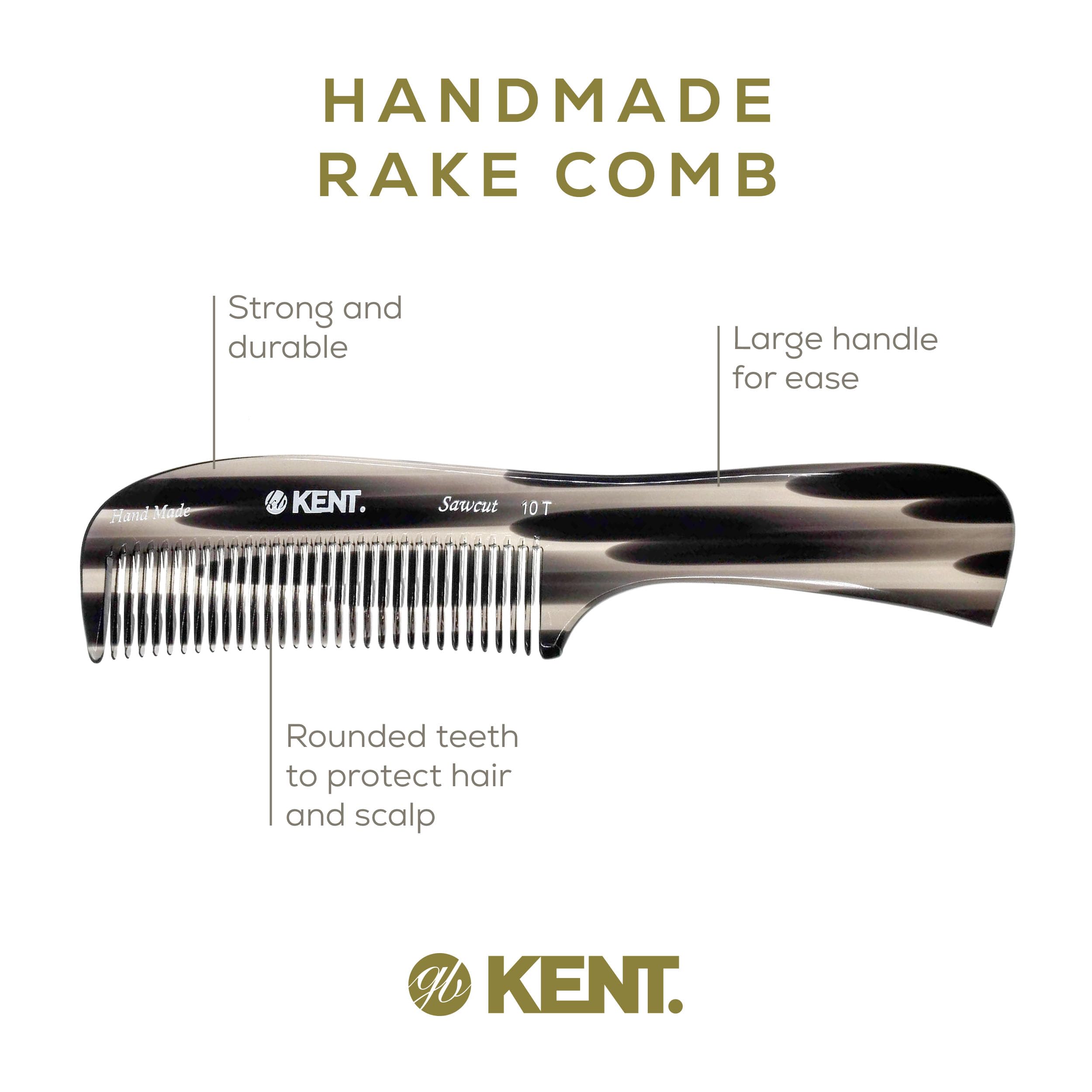 Kent 10T Large Hair Detangler Comb, Handmade Wide Tooth Comb For Curly Hair, Detangling Comb For Wet And Dry Hair, Rake Comb For