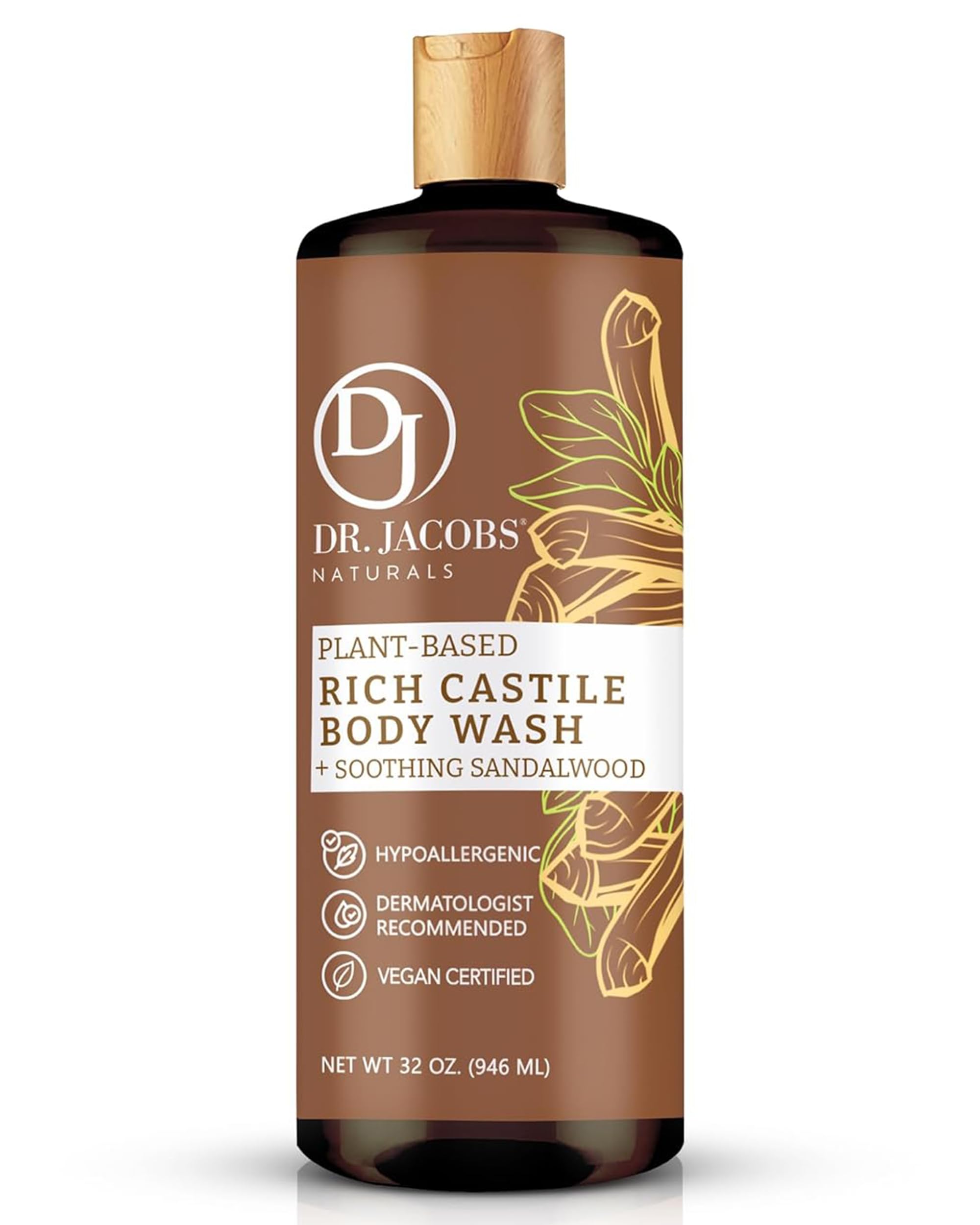 Dr Jacobs Naturals All-Natural castile Body Wash with Plant-Based Ingredients - gentle and Effective - Sulfate-Free, Paraben-Fre