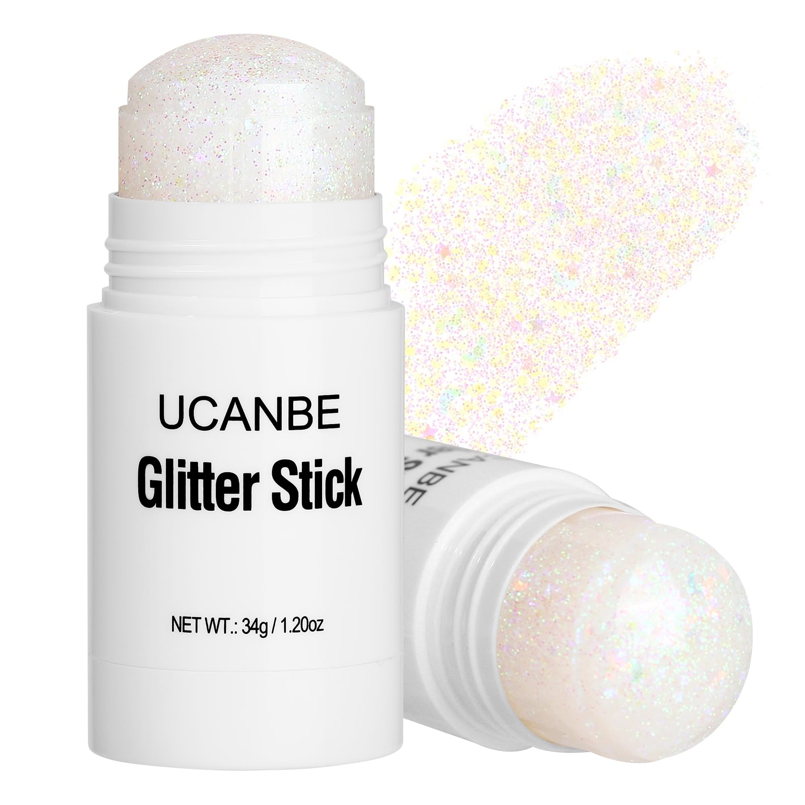 UCANBE White Body Glitter Stick for Singer Concerts Music Festivals, Face Glitter Makeup for Face Body Hair Eyes & Lips, Chunky 
