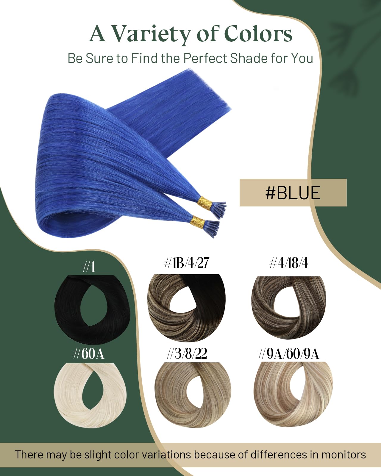 Ugeat 22 Inch Blue Itip Hair Extensions Real Human Hair Keratin I Tip Extensions Human Hair 25s Hair Extensions for Kids Blue I