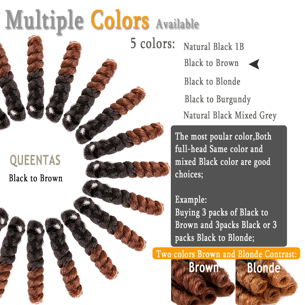 Queentas Crochet Hair For Women 6 Packs 10Inches 8Mm Small Toni Curl Carrie Curl Brown Short Curly Crochet Synthetic Hair Extens