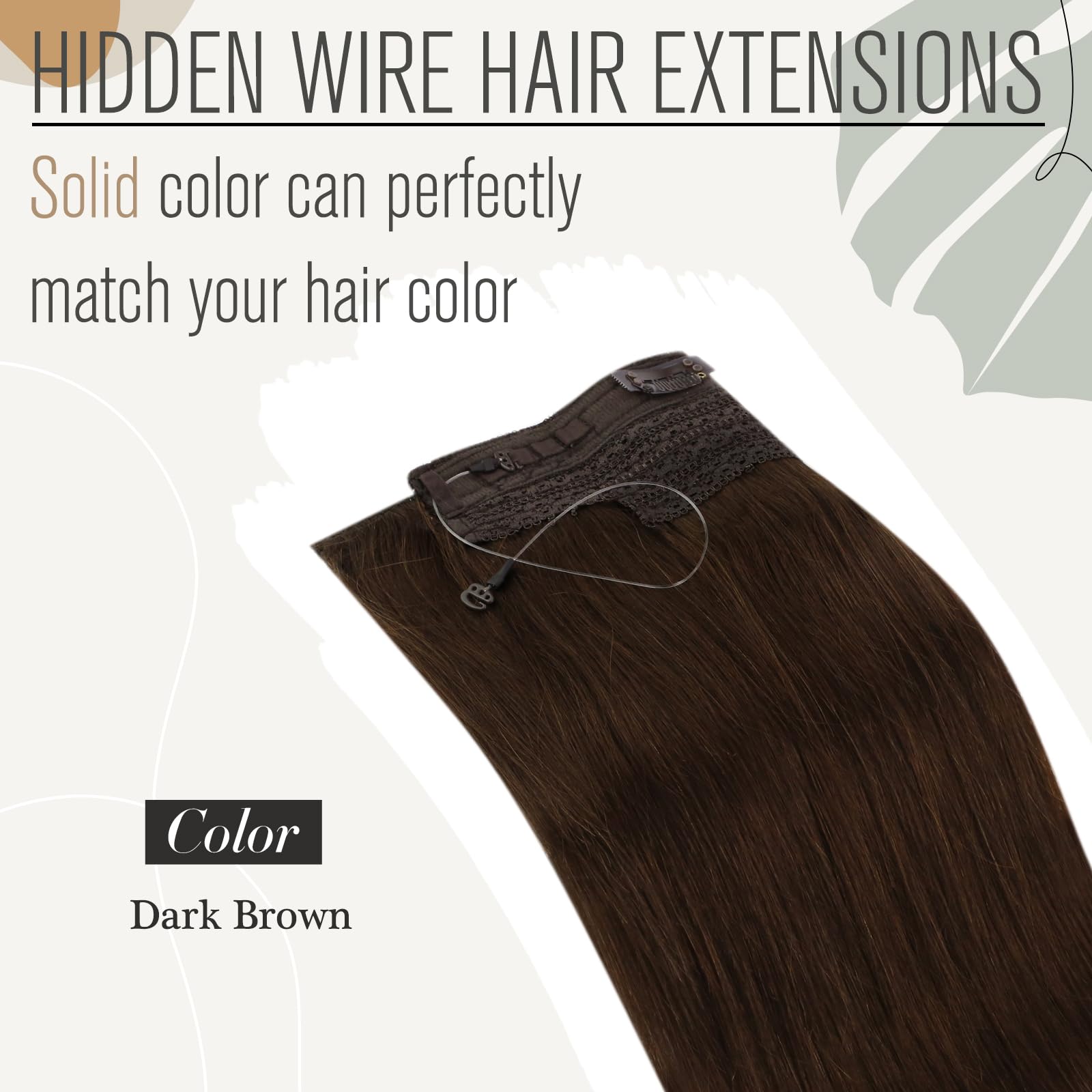 Sunny 100g Brown Wire Hair Extensions Real Human Hair Chocolate Brown Wire Extensions Natural Hair Brown Fish Line Hair Extensio
