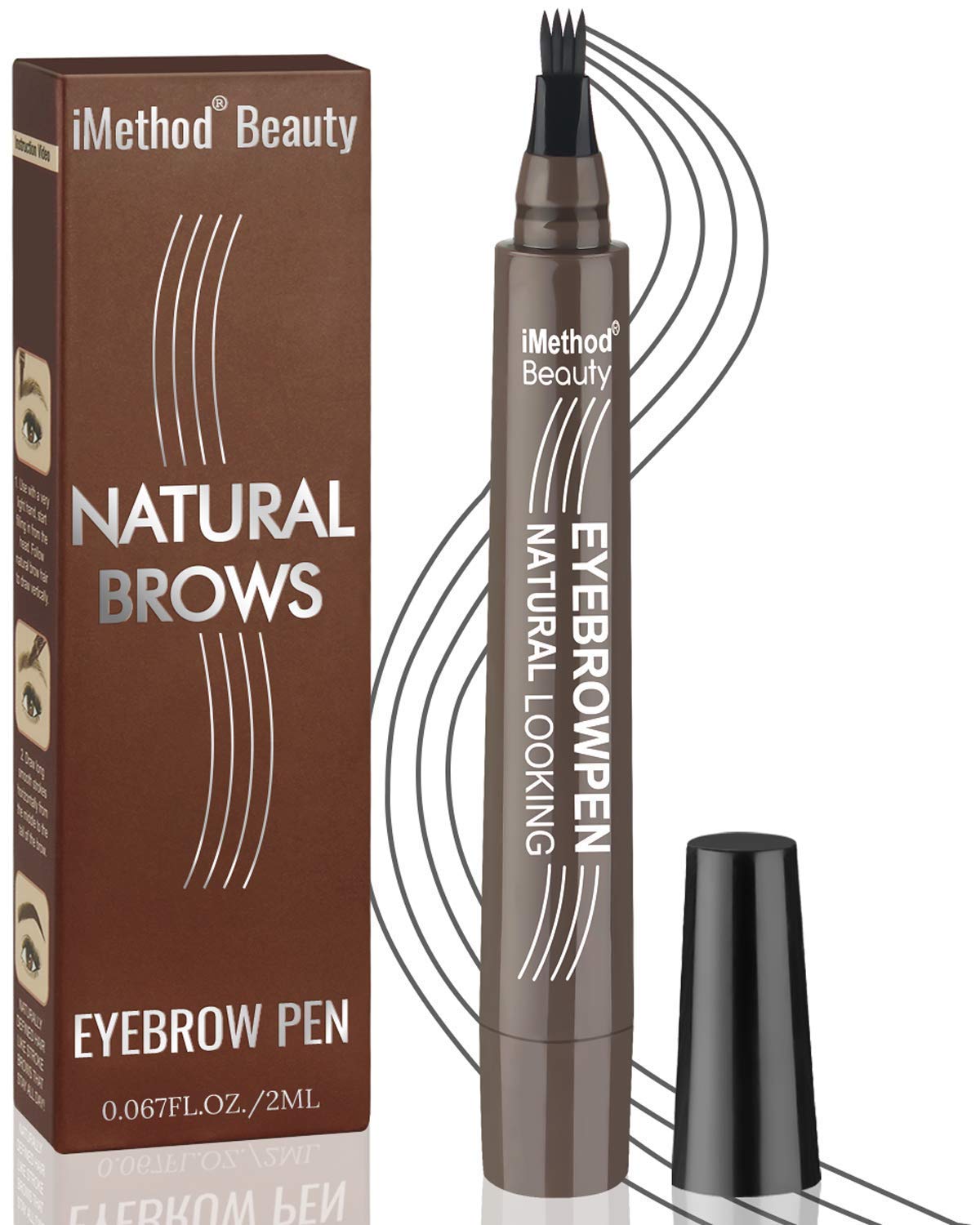 Eyebrow Pen - Imethod Upgrade Eyebrow Tattoopen, Eyebrow Makeup, Long Lasting, Waterproof And Smudge-Proof, Dark Grey