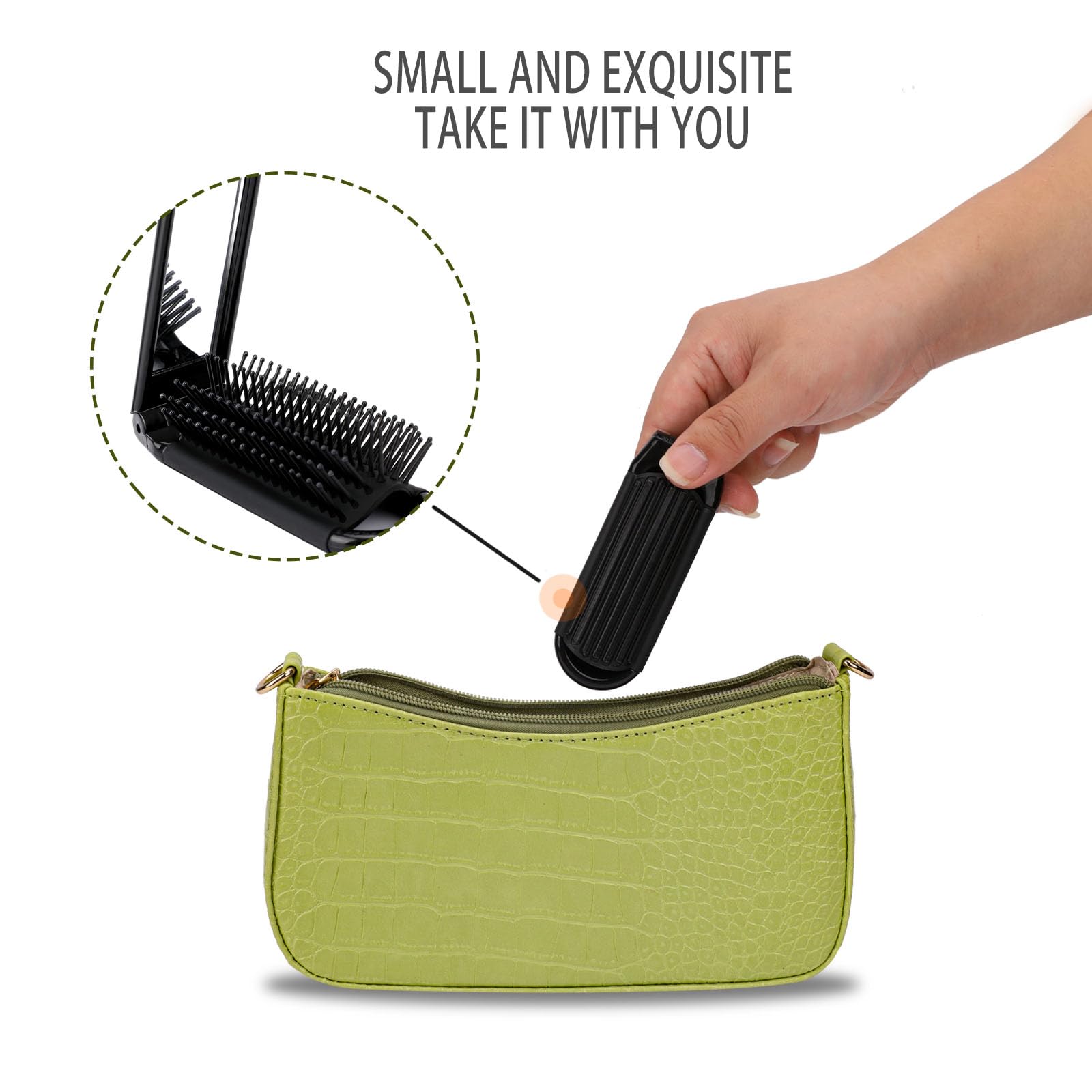 Travel Hair Brush With Mirror,2 Pack Folding Wet Hairbrush Travel Size Hair Massage Comb Compact Hair Brush Foldable Brush Pocke