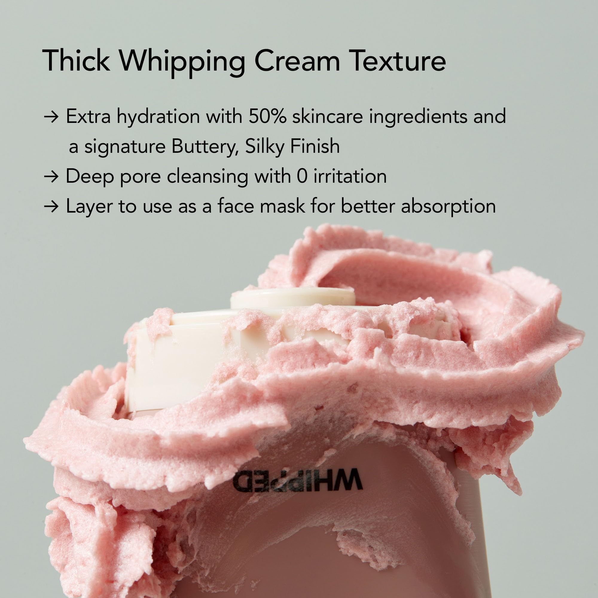 Whipped Cream Vegan Cleanser Ddalva - Strawberry + Vanilla Bean | For Dull Skin, Moisturizing Face Cleanser, Radiant Glow, Niaci
