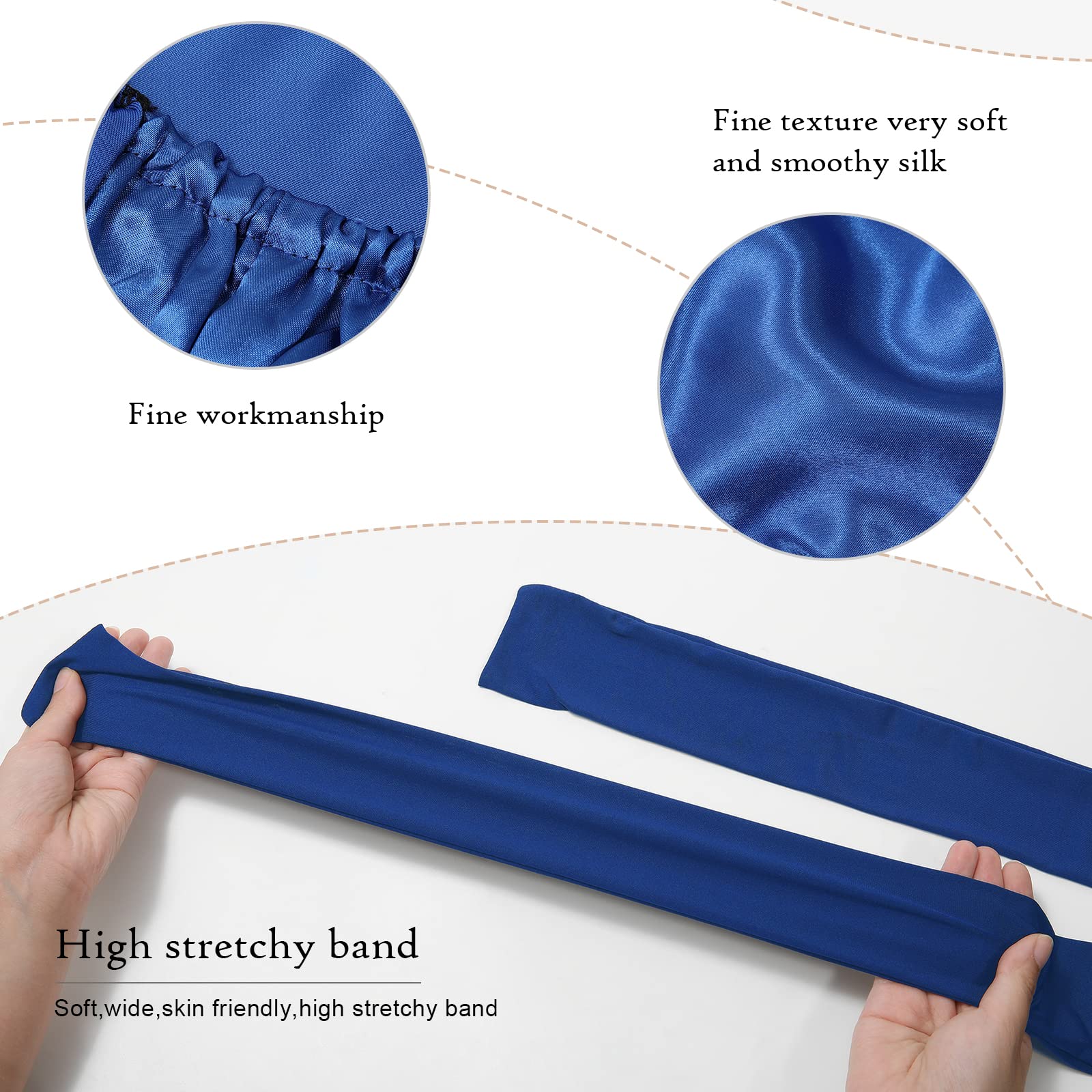 Awaytr Long Satin Bonnet For Braids - Elastic Silk Hair Bonnets For Sleeping Night Cap Stretchy Tie Band For Women(Royal Blue)