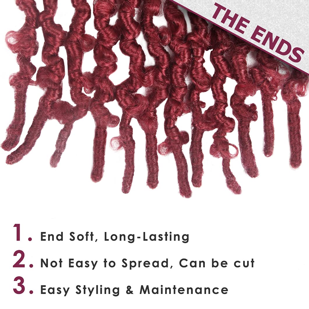 Niseyo 10 Inch Soft Butterfly Locs Crochet Hair 6 Packs Handmade Pre Looped Burgundy Distressed Faux Locs Crochet Butterfly Brai