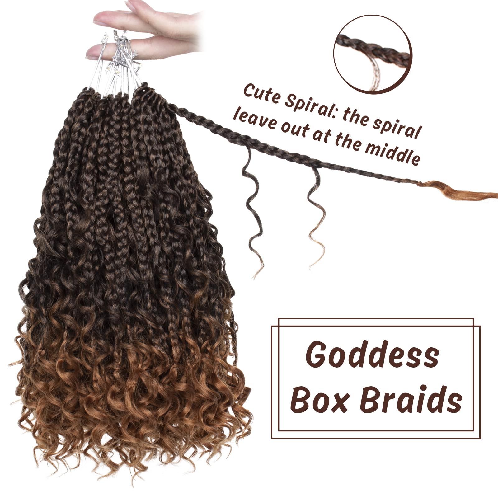 Cookoo 10 Inch Goddess Box Braids Crochet Hair 8 Packs Goddess Crochet Hair Pre Looped With Curly Ends Synthetic Bohemian Hippie