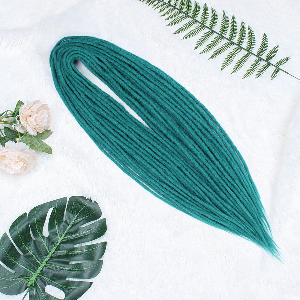 Kraler 18 Inch Castleton Green Double Ended Dreadlock Extensions, 20 Strands Handmade Synthetic DE Dreads Extensions, Thin 0.6cm