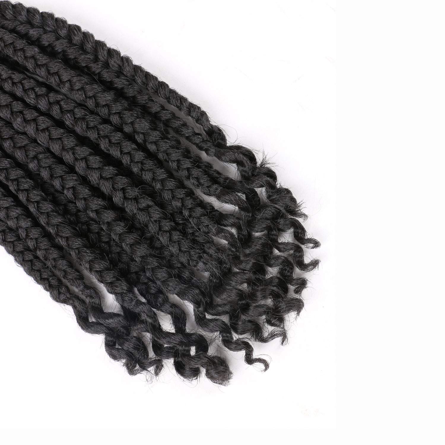 10 Inch Bob Box Braid Crochet Hair with Curly Ends 6 Packs Synthetic Hair Crochet Braid Hair for Black Women (2#, 10 Inch)