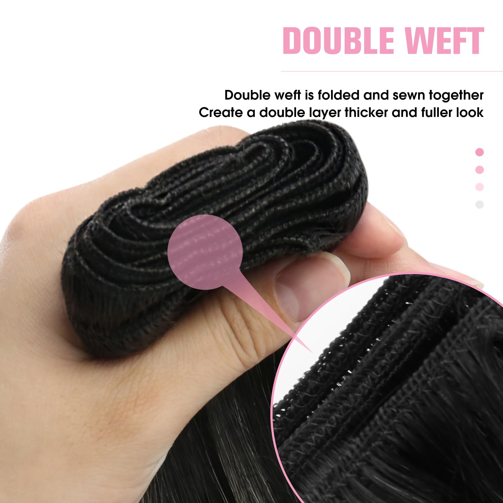 YoungSee Weft Human Hair Extensions Ombre Black Human Hair Weft Extensions Blend of Black and Silver with Black Roots Black Sew